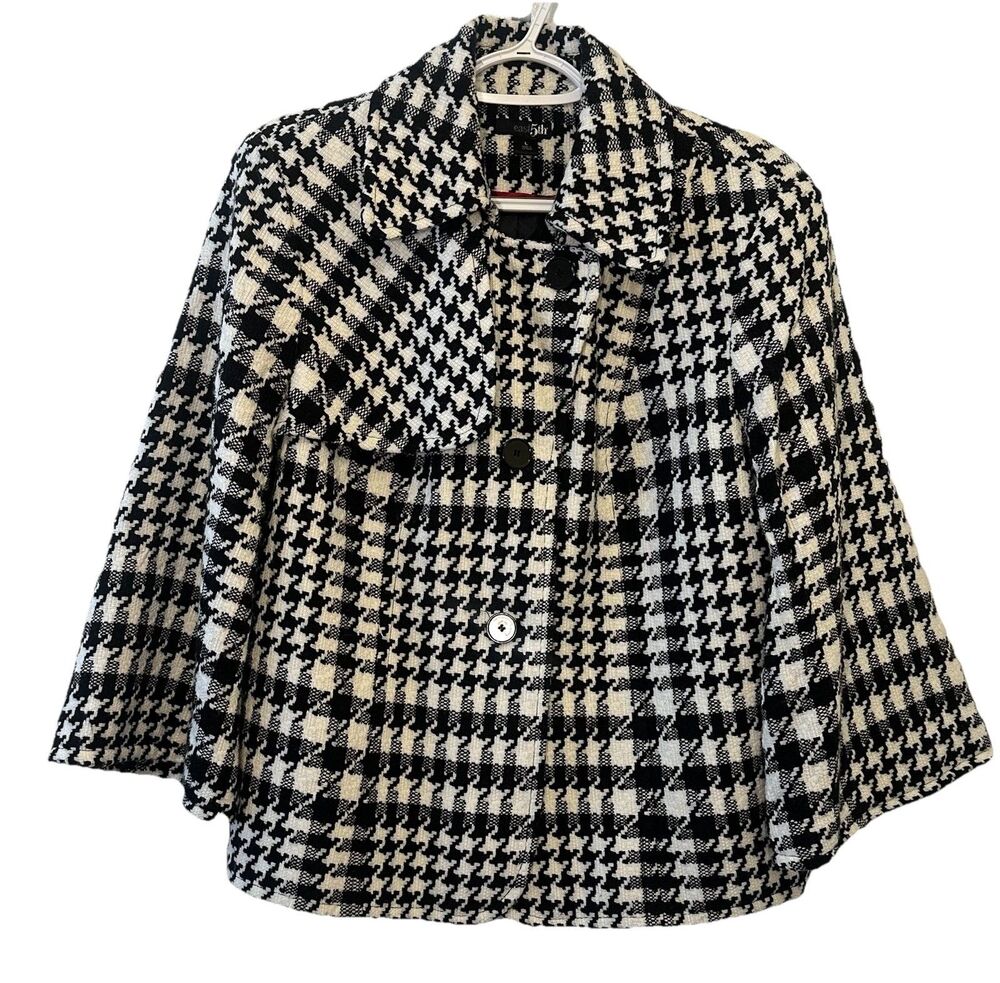 East 5th Black White Houndstooth Cropped Jacket Womens Large Lined